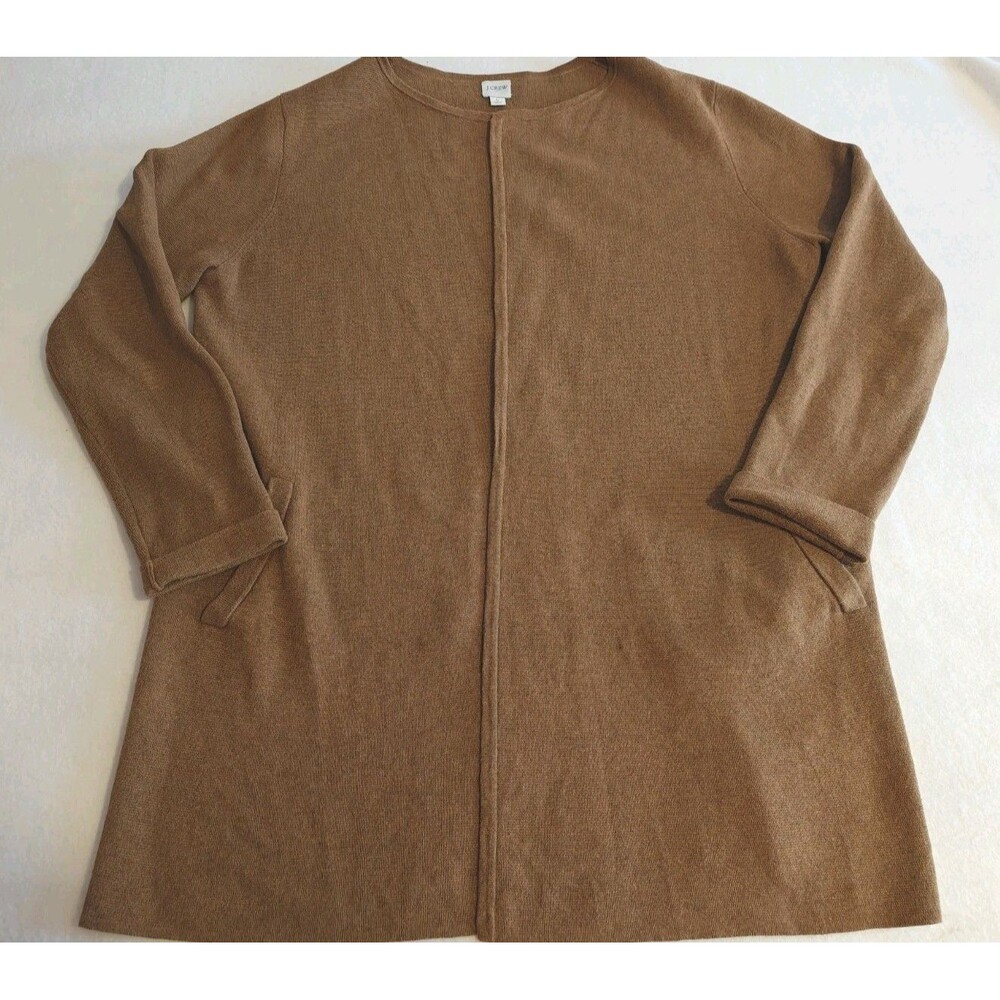 J.Crew Vanessa Open-Front Cardigan Sweater Camel Knit Women’s Size L Pre-Owned